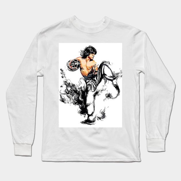 Jackie Chan Long Sleeve T-Shirt by store of art